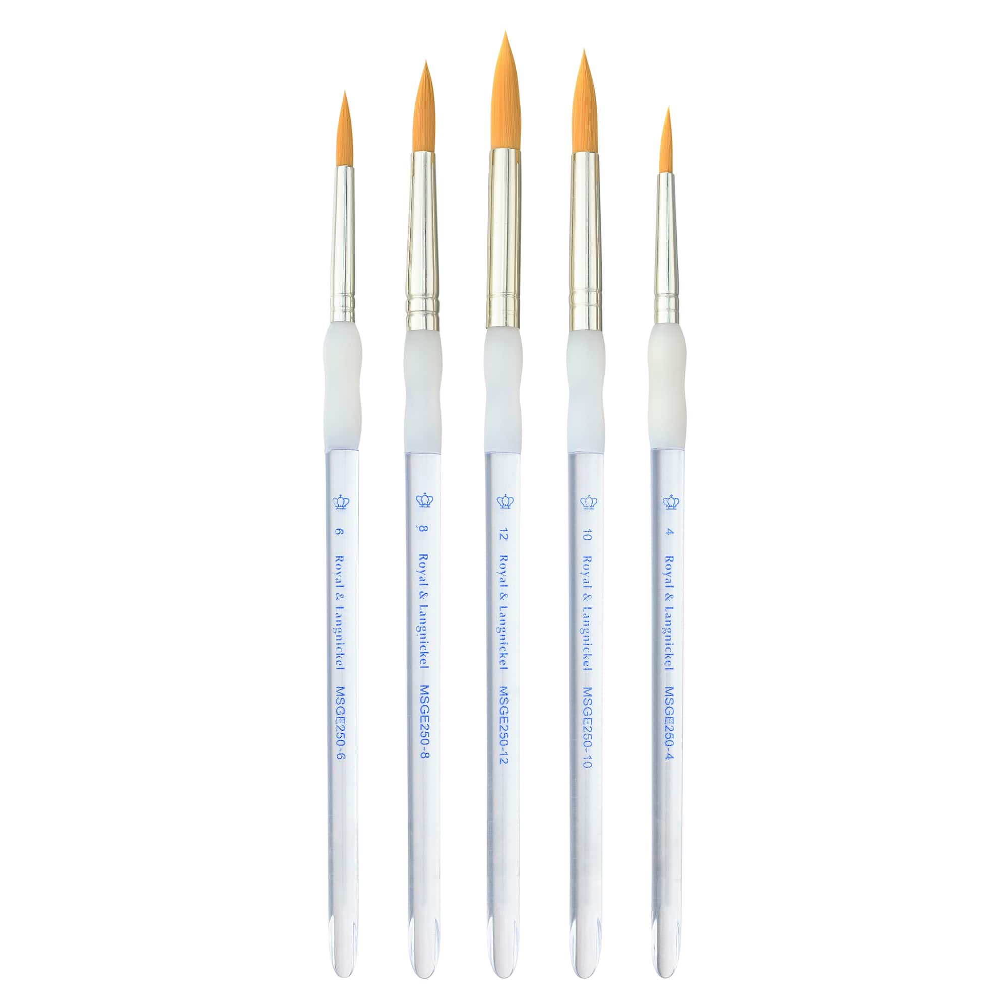 12 Packs: 5 ct. (60 total) Soft-Grip™ Gold Taklon Round Brush Set